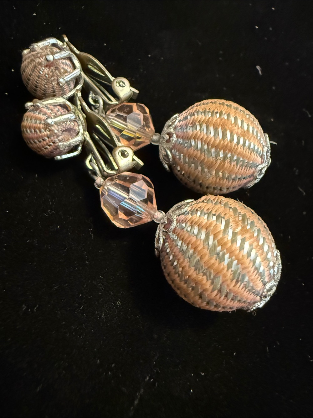 Vintage gold-tone clip-on dangle earrings marked JAPAN